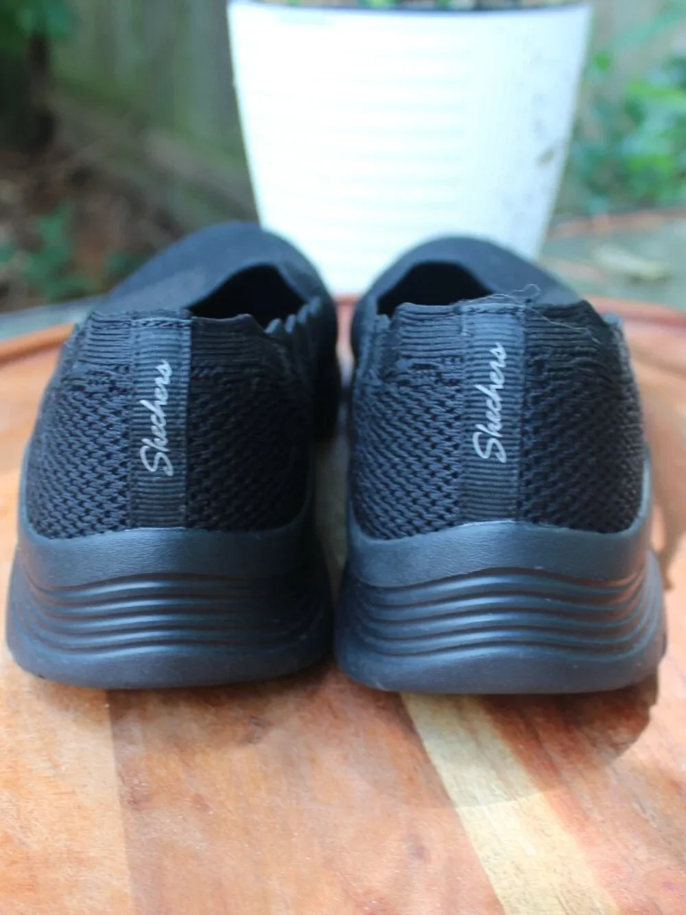 Skechers Stretch Fit Black Mesh Slip-On Shoes - Sz 8.5 Air-Cooled Memory Foam